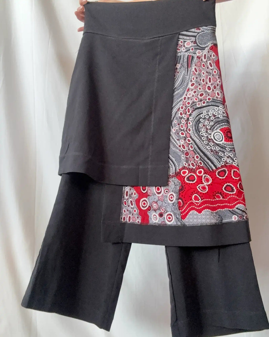 Red and Black Skirt and Pants