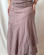 Brown Flowy Rouched Skirt
