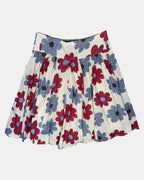 Blue Red and Cream Striped Floral Mini Skirt