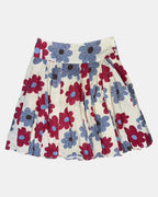 Blue Red and Cream Striped Floral Mini Skirt