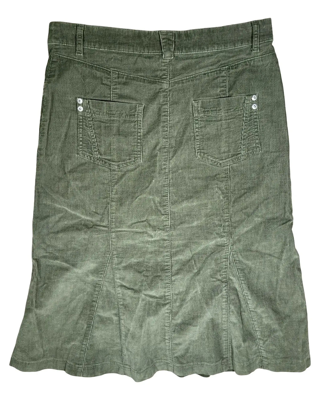 Green Cord Midi Skirt