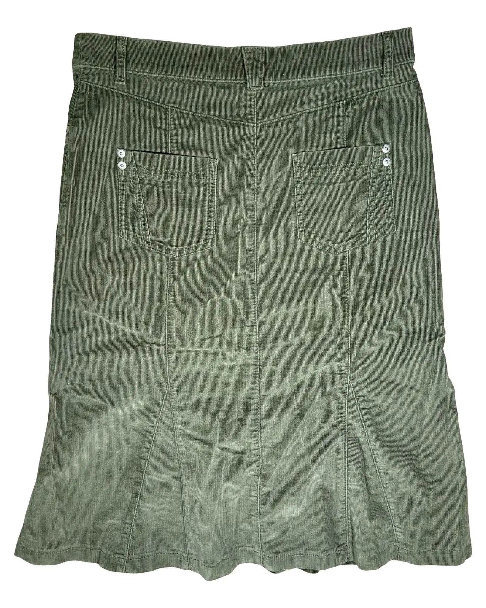 Green Cord Midi Skirt