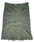 Green Cord Midi Skirt