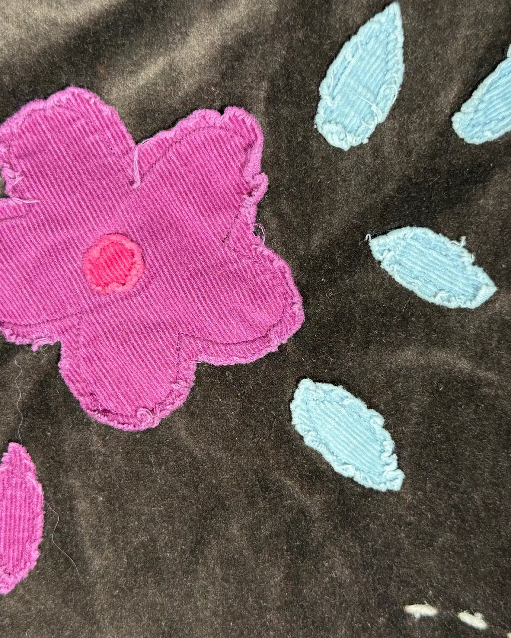 Brown Velvet Style Skirt with Pink Flowers