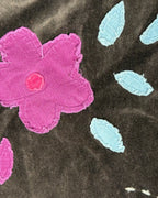 Brown Velvet Style Skirt with Pink Flowers