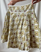 Green and White Circle Midi Skirt