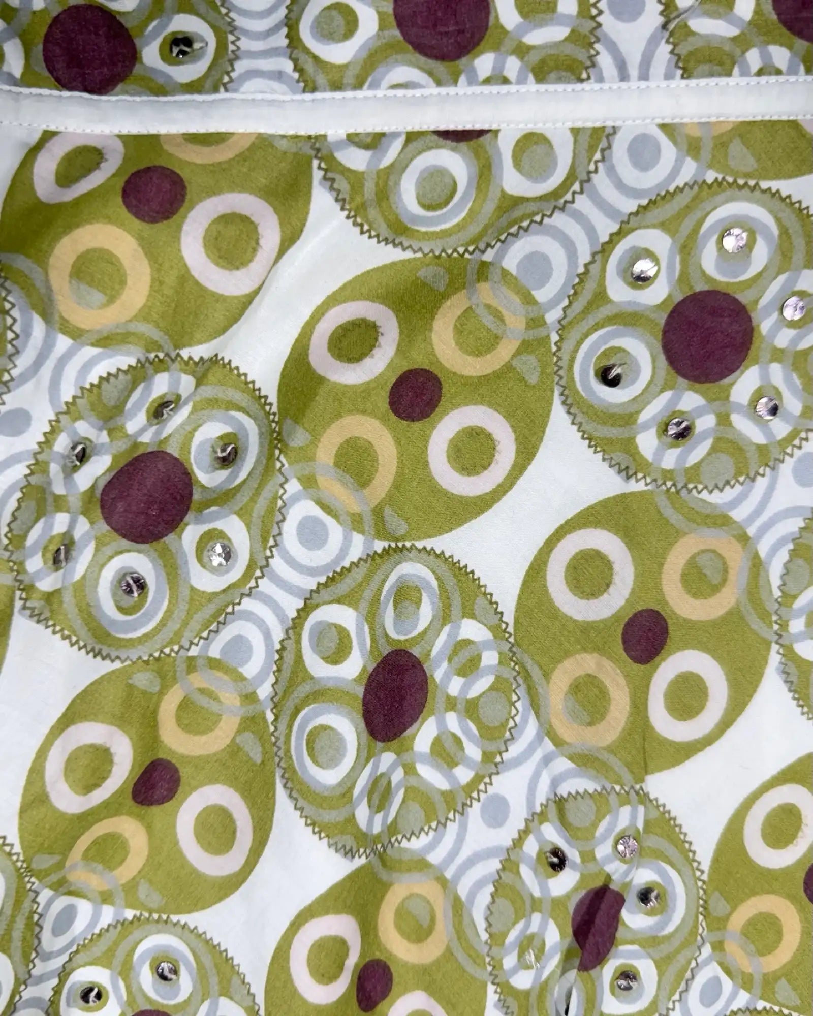 Green and White Circle Midi Skirt