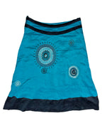 Blue and Black Patterned Midi Skirt