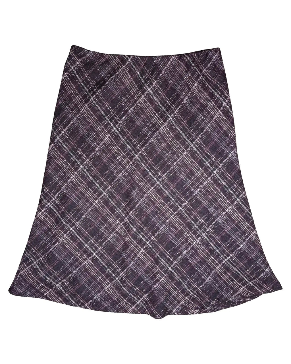 Purple, Pink and Black Striped Checked Midi Skirt