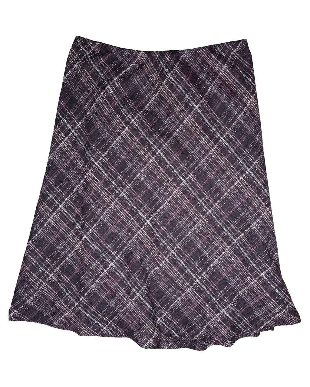 Purple, Pink and Black Striped Checked Midi Skirt