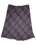 Purple, Pink and Black Striped Checked Midi Skirt