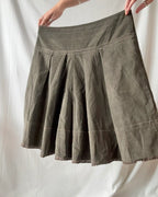 Brown/Green Cord A Line Midi Skirt