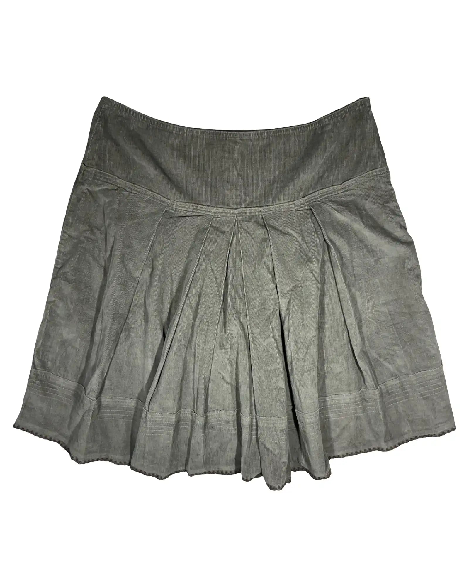 Brown/Green Cord A Line Midi Skirt