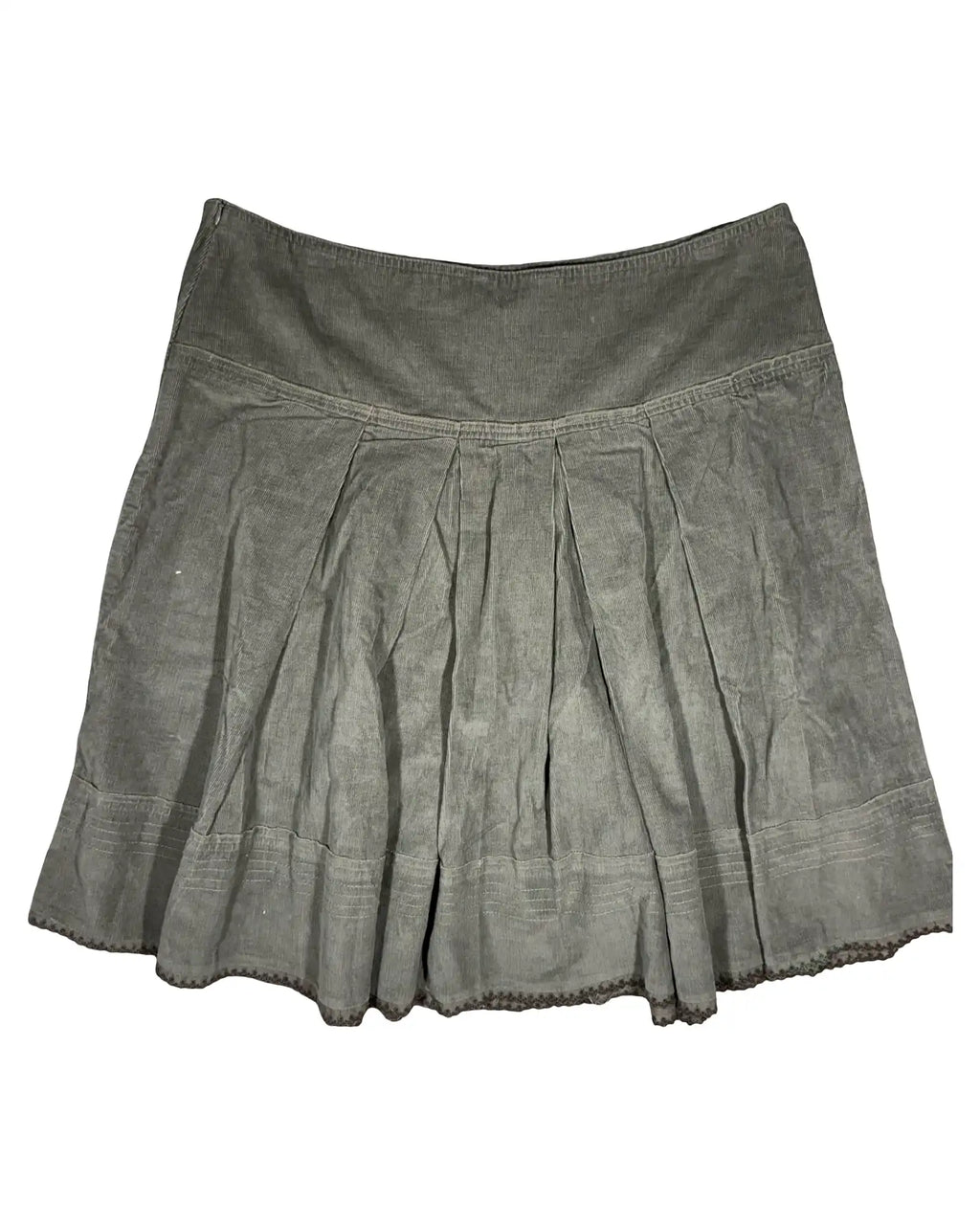 Brown/Green Cord A Line Midi Skirt
