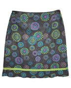 Brown Cord Skirt with Green, Blue, Pink Design