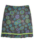 Brown Cord Skirt with Green, Blue, Pink Design