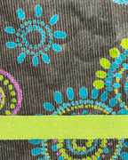 Brown Cord Skirt with Green, Blue, Pink Design