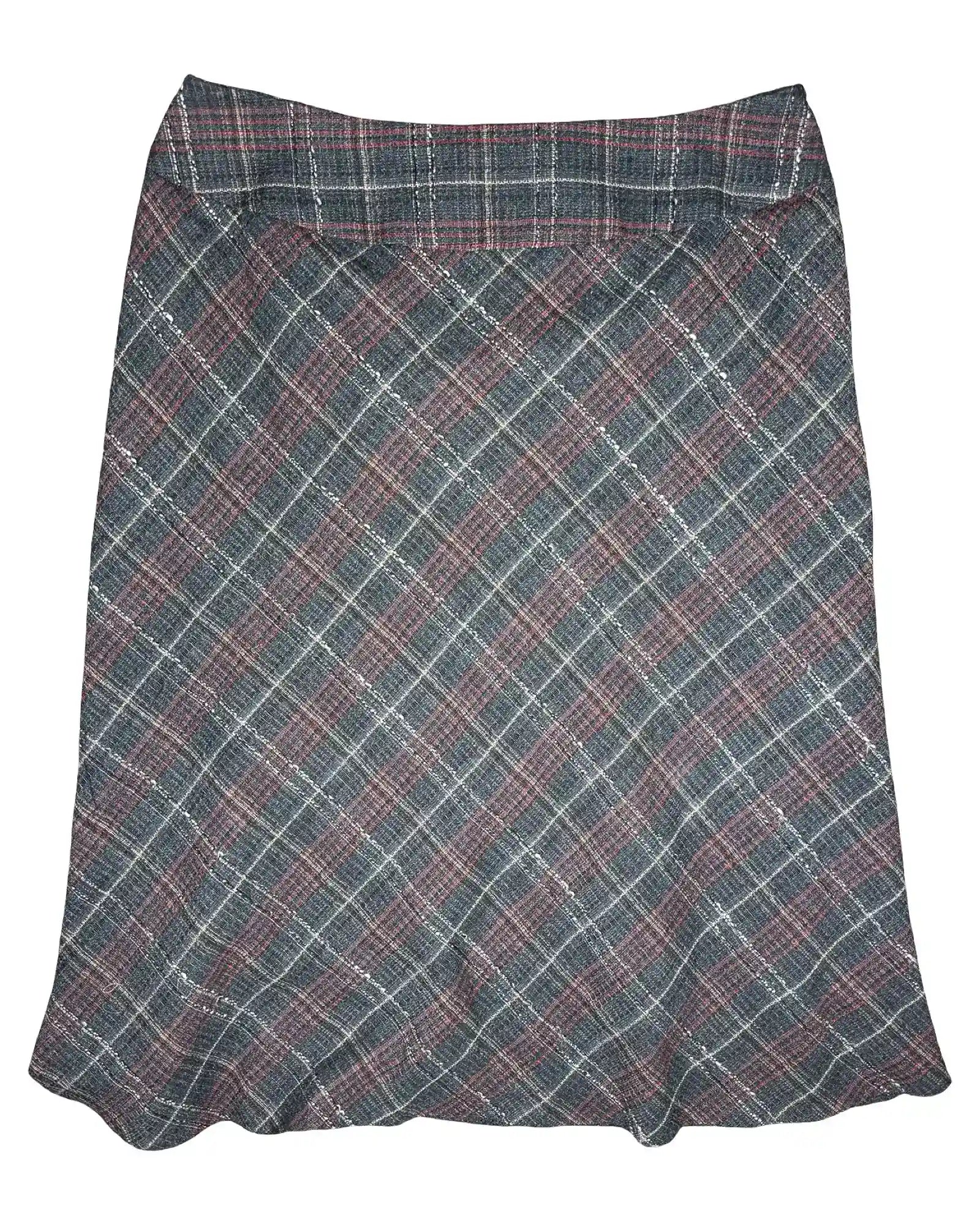 Black Grey Red Gingham Skirt