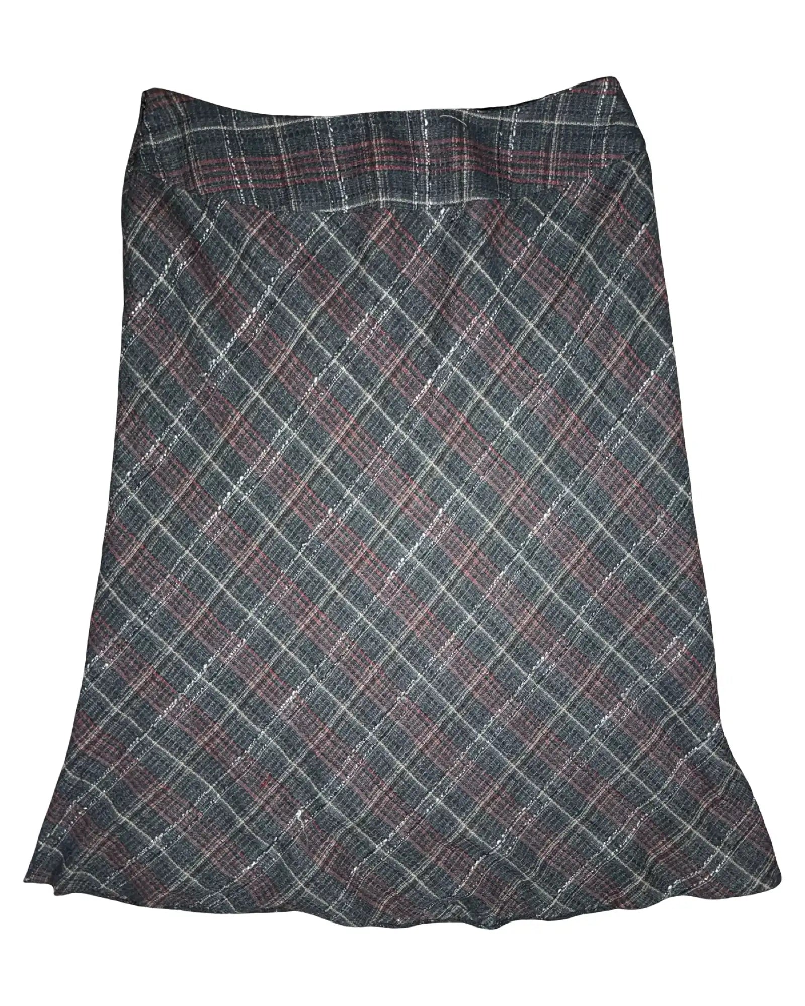Black Grey Red Gingham Skirt