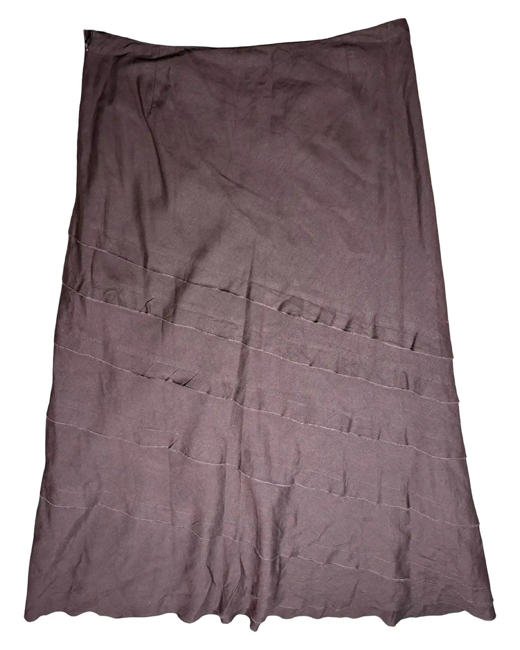 Brown Flowy Ruffle Maxi Skirt