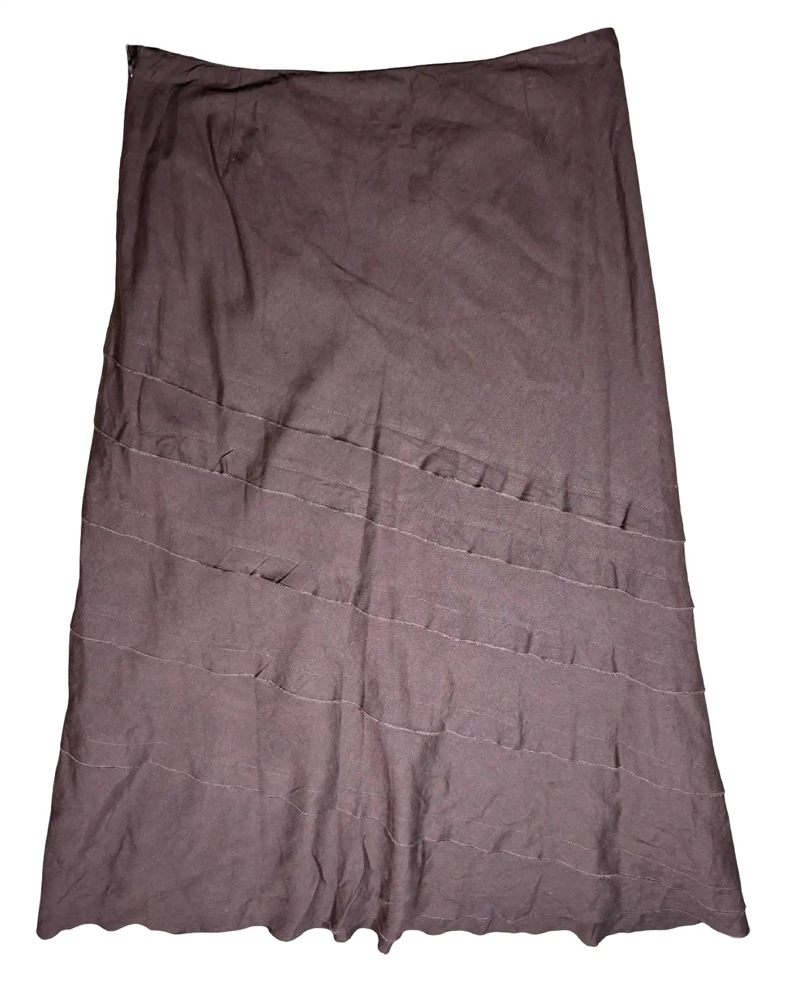 Brown Flowy Ruffle Maxi Skirt