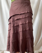Brown Flowy Ruffle Maxi Skirt
