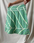 Green White Striped Midi Skirt