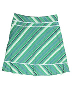 Green White Striped Midi Skirt
