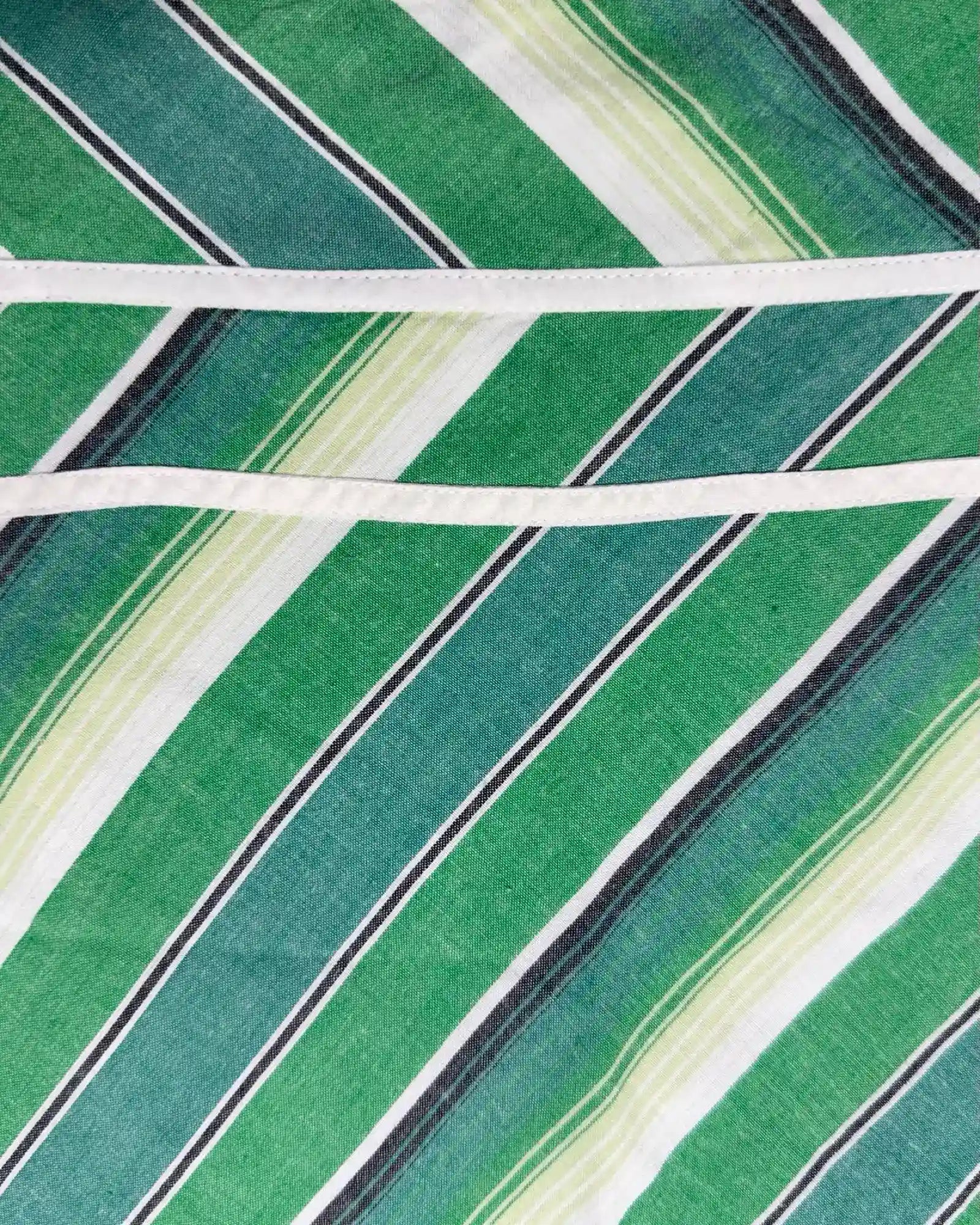 Green White Striped Midi Skirt