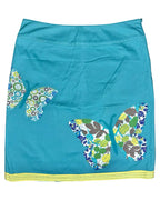 Blue Midi Skirt with Butterfly Design