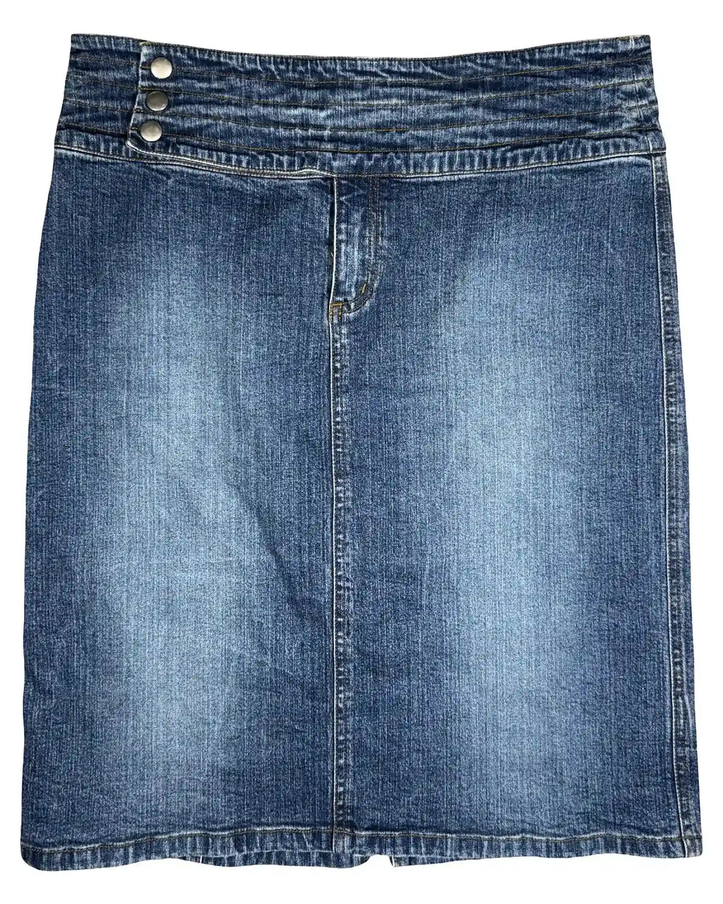 Denim Midi Skirt Button Up