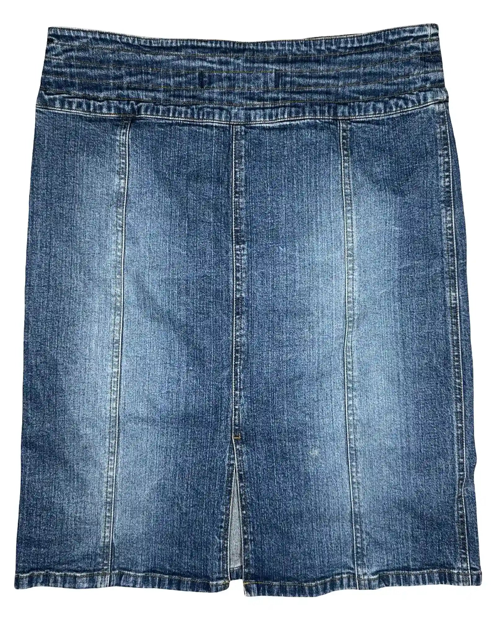 Denim Midi Skirt Button Up