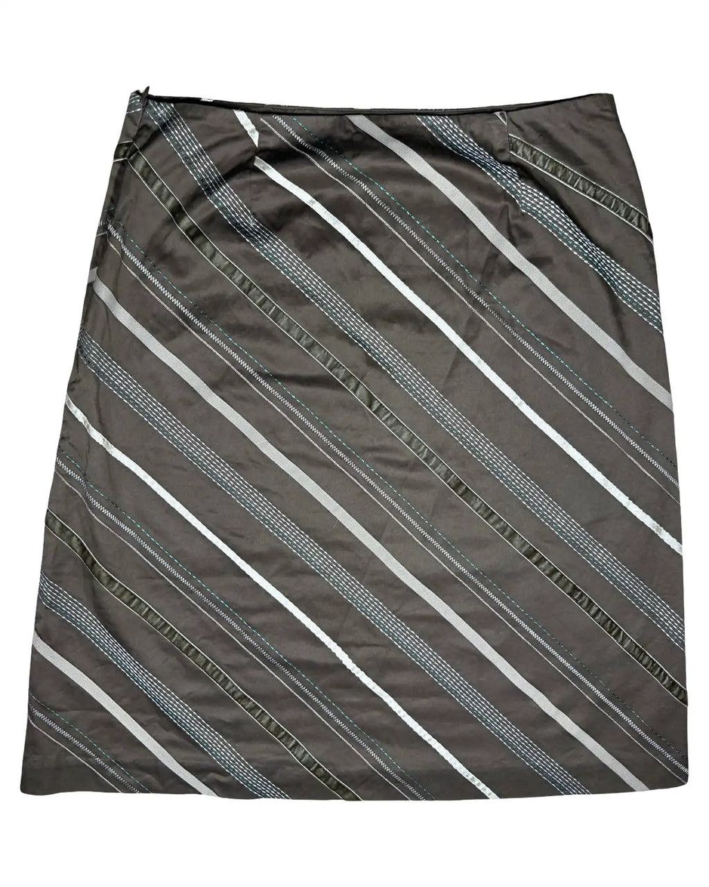 Brown Diagonal Midi Skirt
