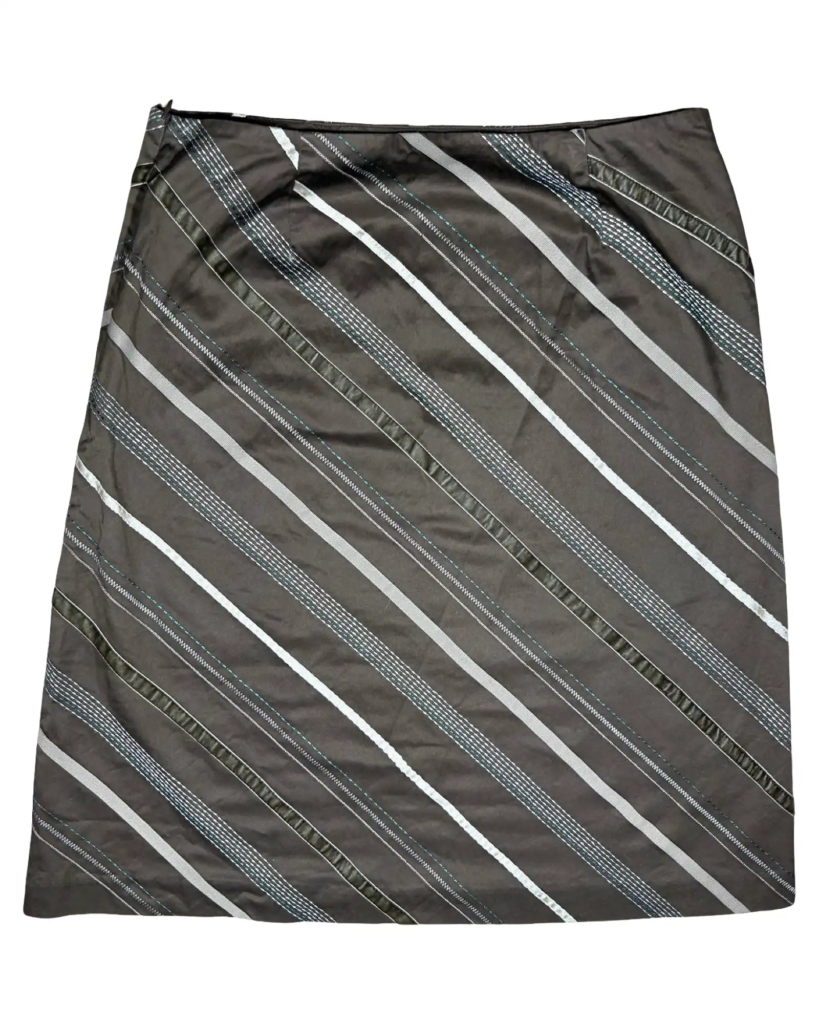 Brown Diagonal Midi Skirt