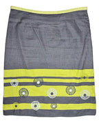 Grey Midi Skirt with Green Stripe