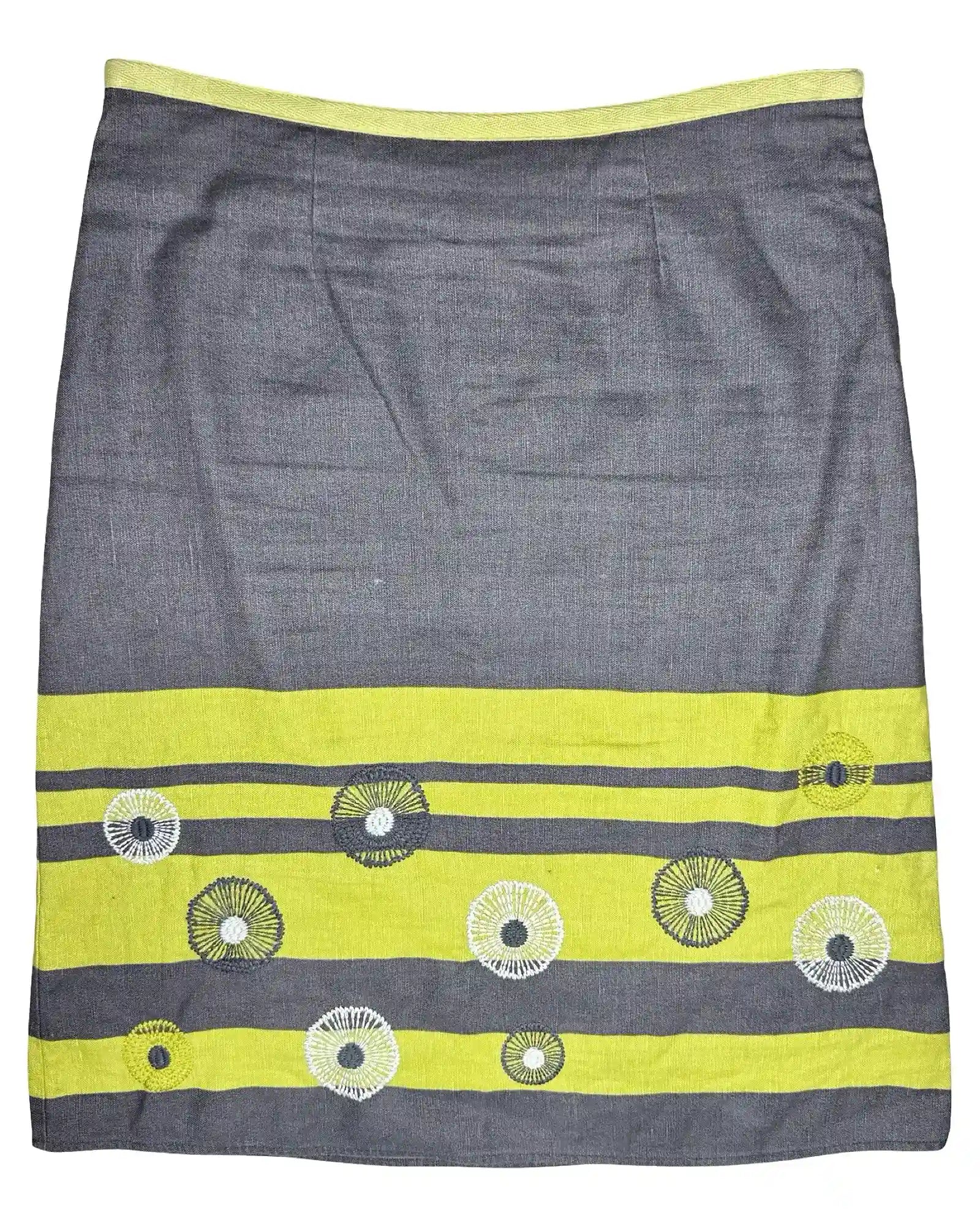 Grey Midi Skirt with Green Stripe