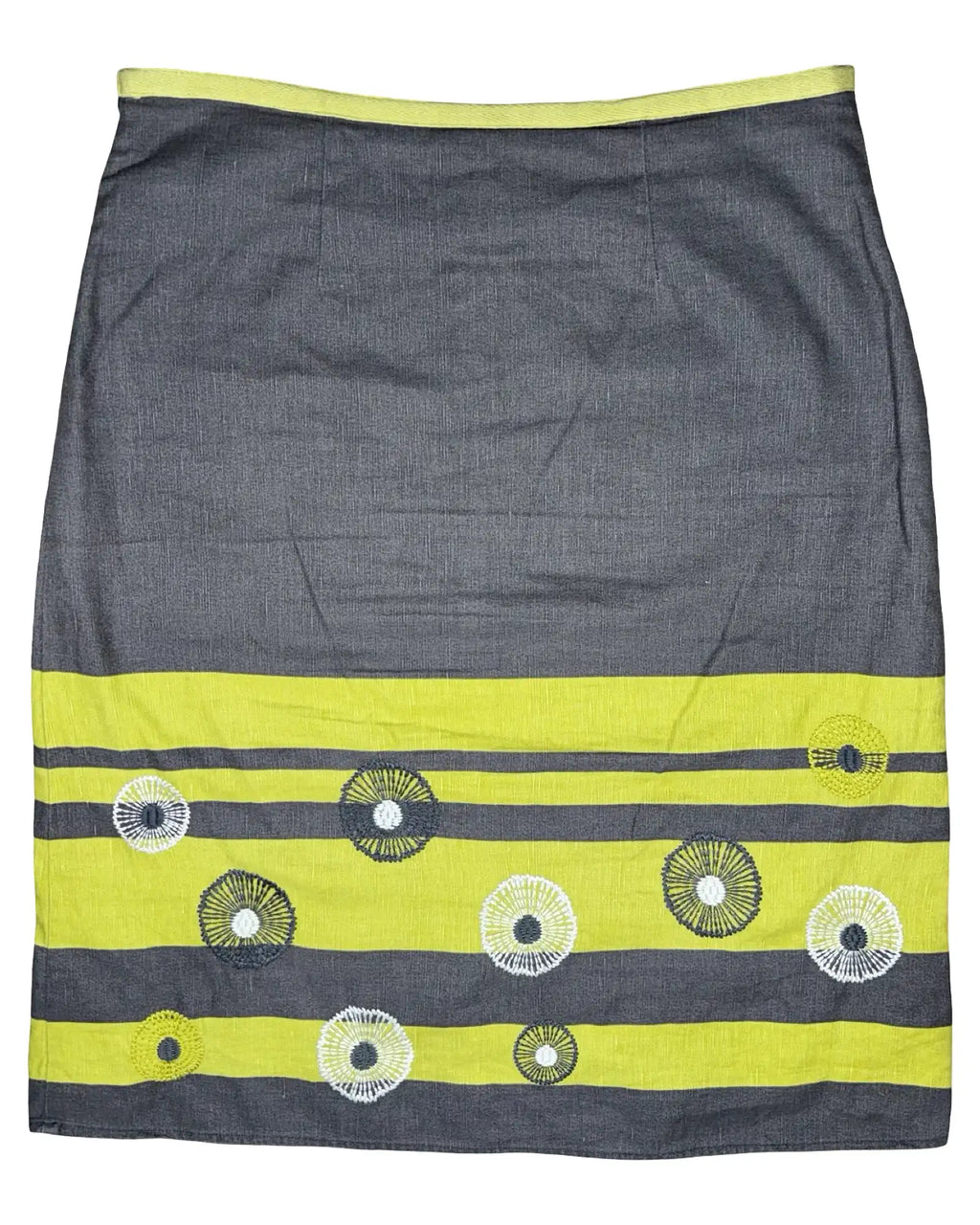 Grey Midi Skirt with Green Stripe