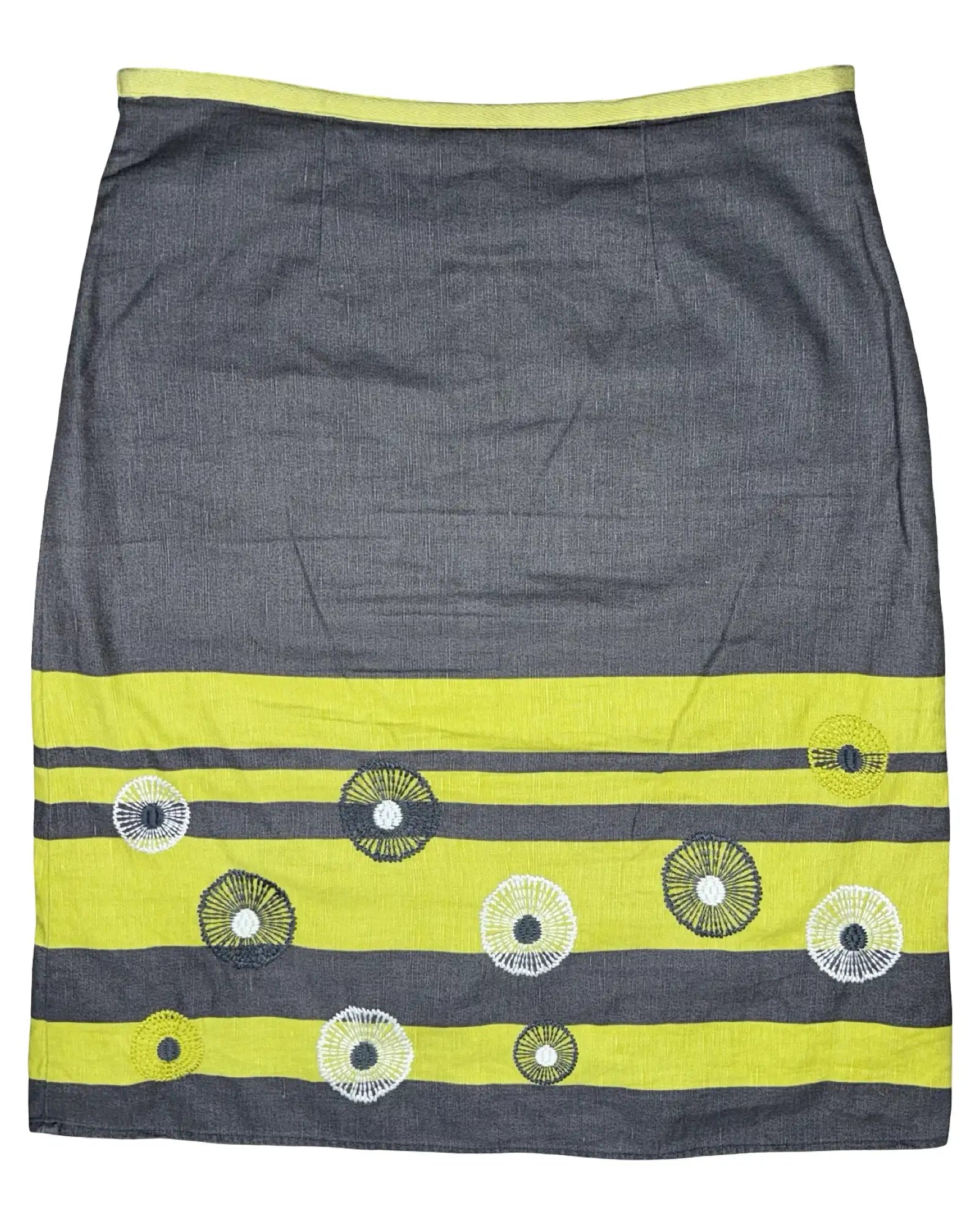 Grey Midi Skirt with Green Stripe