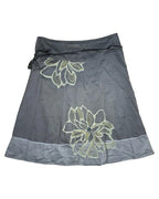 Grey Midi Skirt with Grey Flower Design