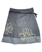 Grey Midi Skirt with Grey Flower Design