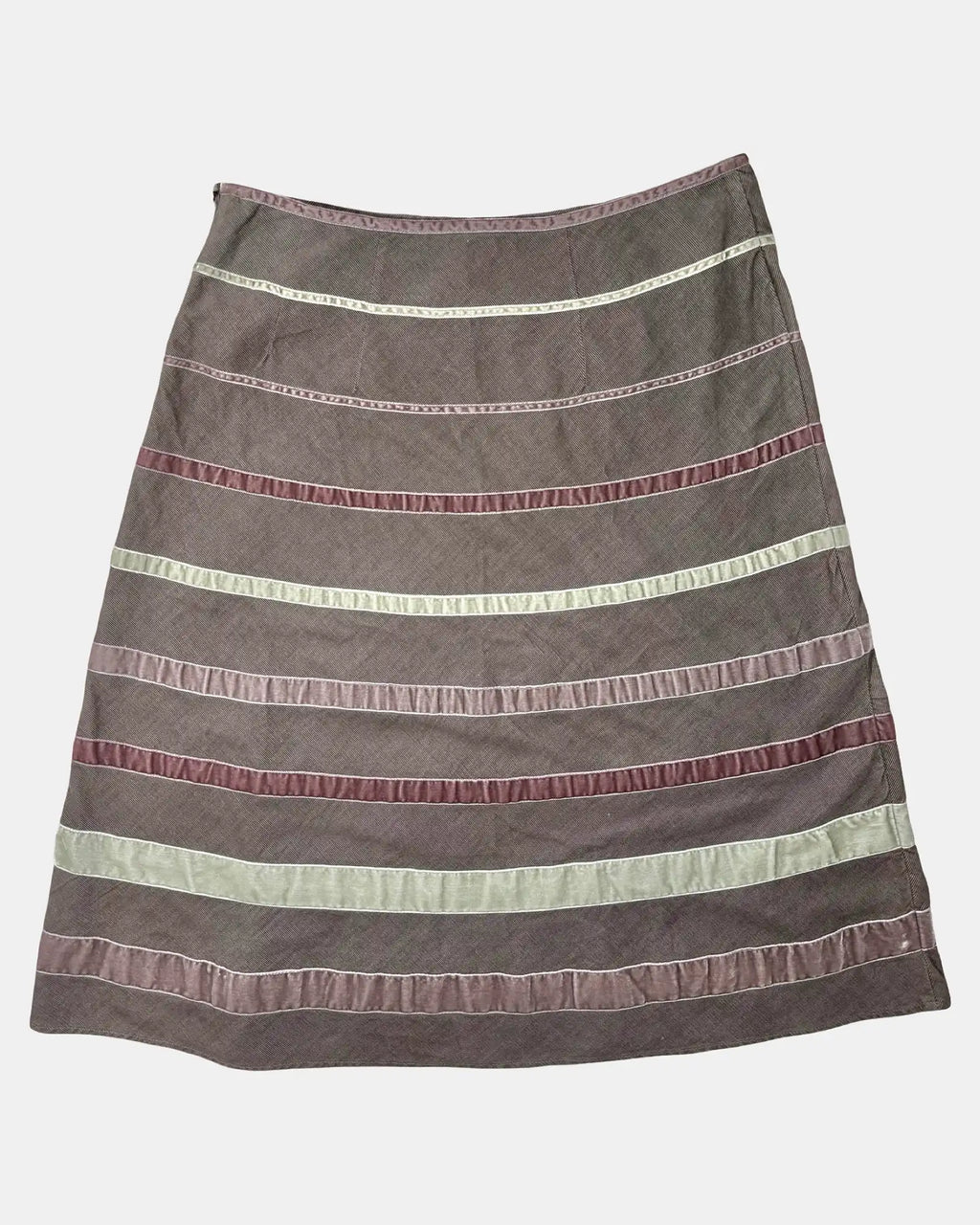 Brown Midi Skirt with Ribbon Detail