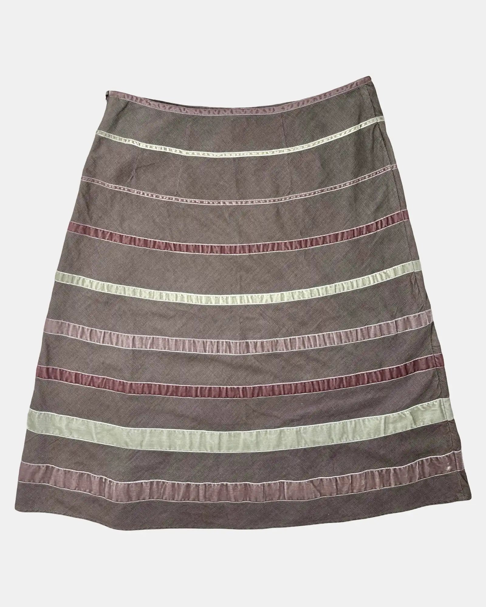 Brown Midi Skirt with Ribbon Detail