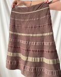 Brown Midi Skirt with Ribbon Detail