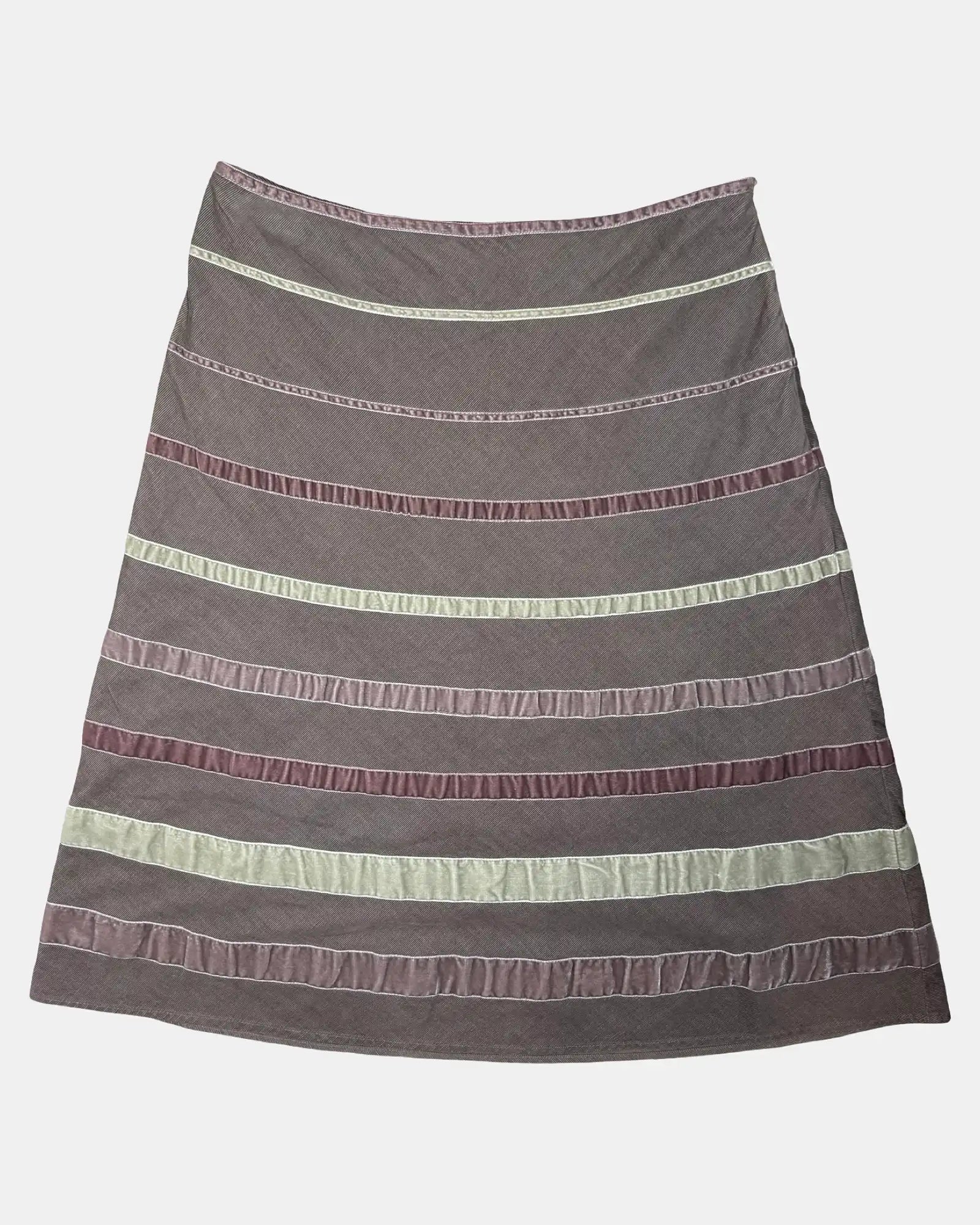Brown Midi Skirt with Ribbon Detail
