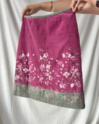 Pink and Grey Floral Skirt