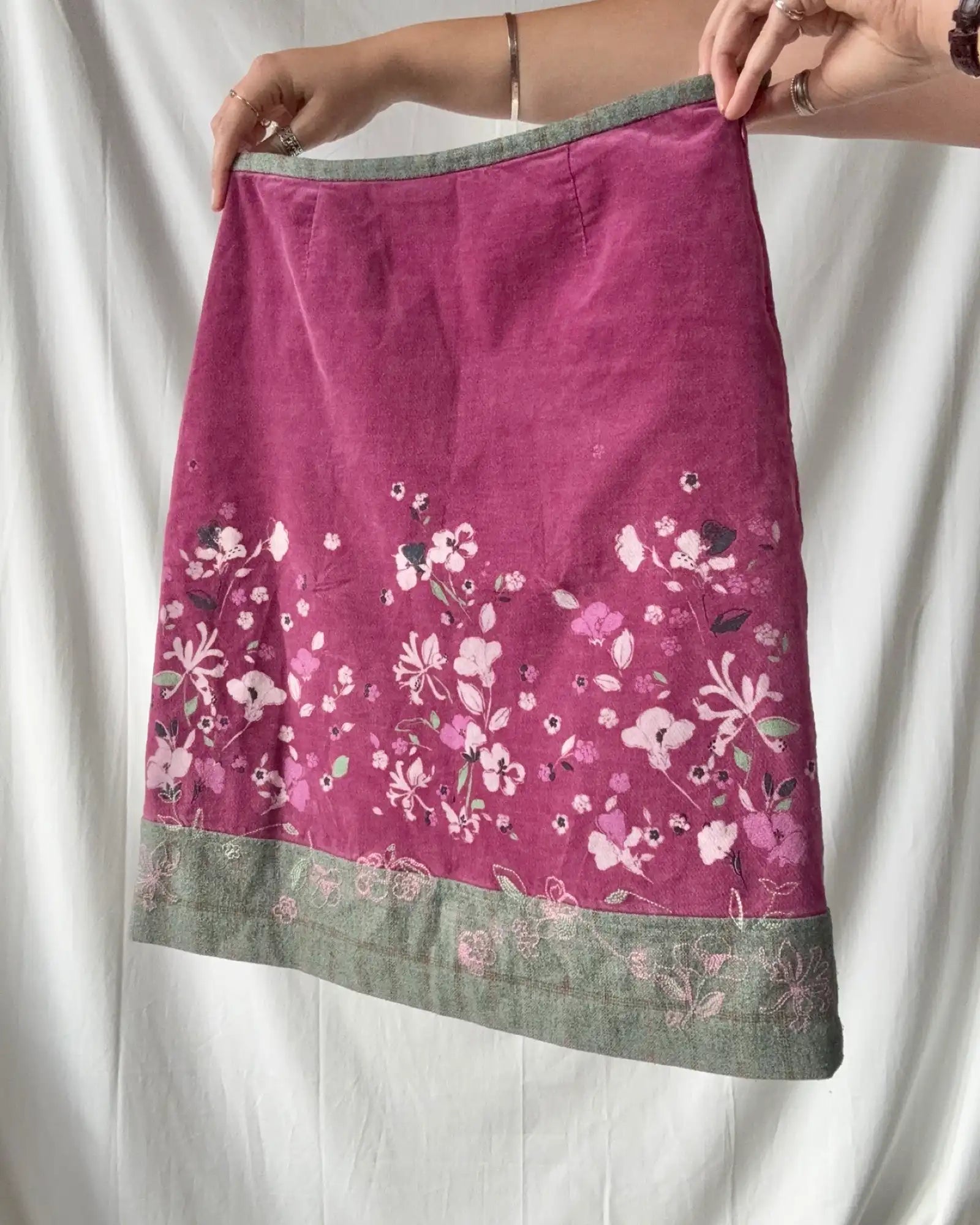 Pink and Grey Floral Skirt