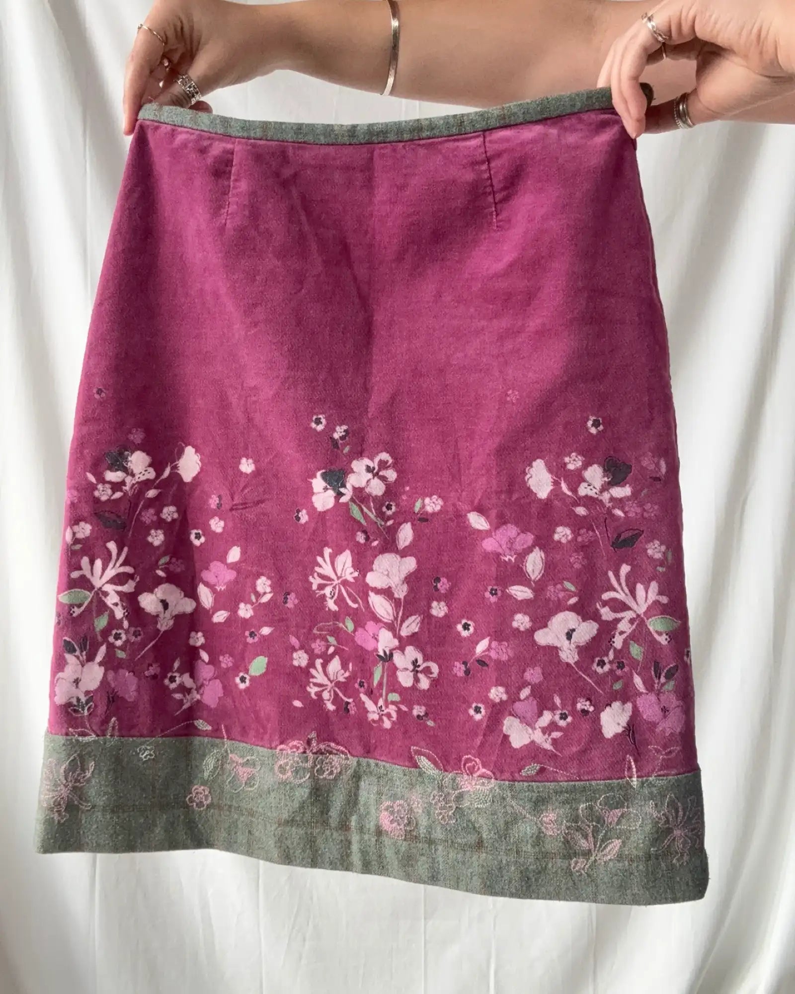 Pink and Grey Floral Skirt