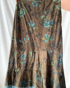 Green Maxi Skirt with Floral Details