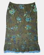 Green Maxi Skirt with Floral Details