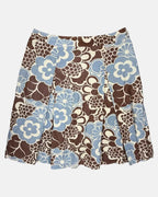 Brown and Blue Floral Cord Midi Skirt